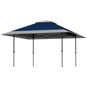 Outsunny 13' x 13' Pop Up Canopy Tent, UV50+ Tents for Parties, Height Adjustable, with Wheeled Carry Bag and 4 Sand Bags, Navy