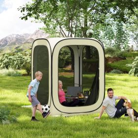 6 x 6ft Pop Up Screen Tent, UPF50+ Portable Camping Gazebo Screen House with Carry Bag, Beige