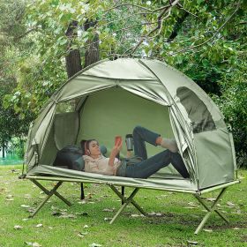 1 Person Folding Camping Cot, Portable Outdoor with Carry Bag, 2-in-1 Elevated Camping Bed Tent Single