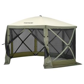VEVOR Pop Up Gazebo Tent, Pop-Up Screen Tent 6 Sided Canopy Sun Shelter with 6 Removable Privacy Wind Cloths & Mesh Windows (Color: Military Green, Item Size: 12 x 12 ft)