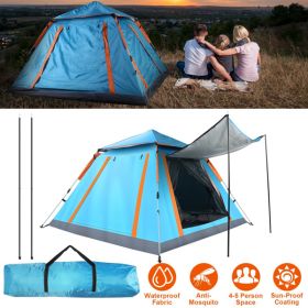 4-5 Person Pop-Up Camping Tent, Instant Setup Family Tent with 2 Mosquito Nets Windows, Portable for Hiking, Backpacking & Outdoor Adventures (Color: as picture)