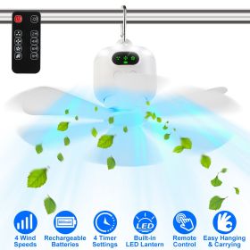 2 In 1 Portable Camping Fan with LED Lantern 8000mAh Battery Powered Tent Fan with Carabiner Digital Display 4 Speeds 4 Timer Settings for Campin (Color: White)